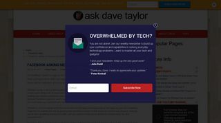 Facebook asking me for security code? - Ask Dave Taylor