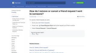 How do I remove or cancel a friend request I sent to ... - Facebook