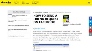 How to Send a Friend Request on Facebook - Dummies.com