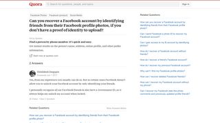 Can you recover a Facebook account by identifying friends from ...