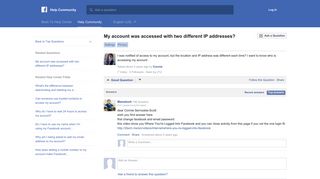My account was accessed with two different IP addresses? - Facebook