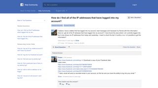 How do i find all of the IP addresses that have logged ... - Facebook