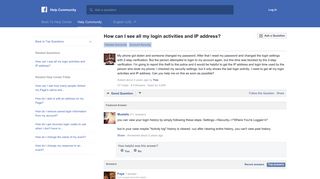 How can I see all my login activities and IP address? | Facebook ...