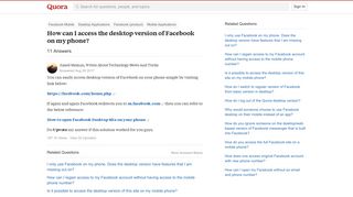 How to access the desktop version of Facebook on my phone - Quora