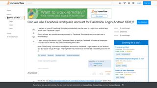 Can we use Facebook workplace account for Facebook Login(Android ...
