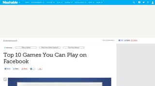 Top 10 Games You Can Play on Facebook - Mashable