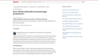 How will the GDPR affect Facebook login permissions? - Quora