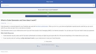 Code Generator - Facebook