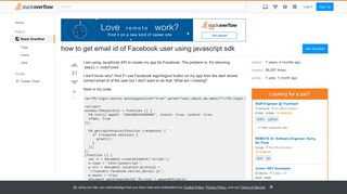 how to get email id of Facebook user using javascript sdk - Stack ...