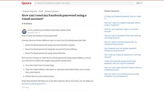 How to reset my Facebook password using a Gmail account - Quora