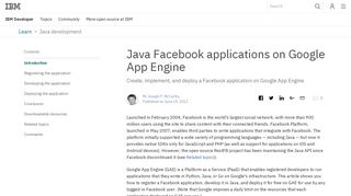 Java Facebook applications on Google App Engine - IBM
