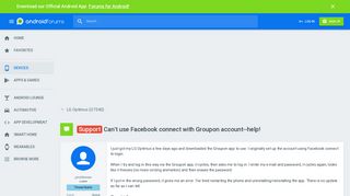 Can't use Facebook connect with Groupon account--help! - LG ...