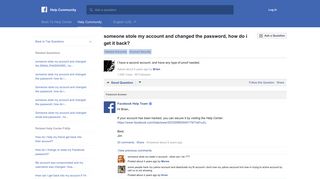 someone stole my account and changed the password ... - Facebook