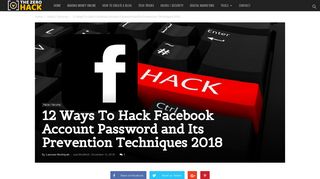 12 Ways To Hack Facebook Account Password 2018 - The Zero Hack