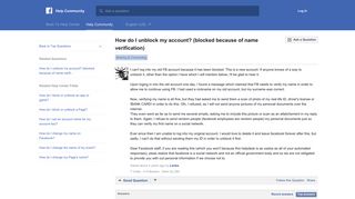 How do I unblock my account? (blocked because of name ... - Facebook