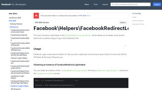 Redirect Login Helper - Web SDKs - Facebook for Developers