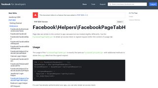 FacebookHelpersFacebookPageTabHelper - Web SDKs