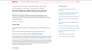 How to hide my online status in Facebook - Quora