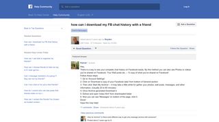 how can i download my FB chat history with a friend | Facebook Help ...