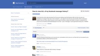 How to view ALL of my facebook message history? | Facebook Help ...
