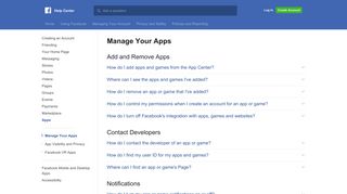 Manage Your Apps | Facebook Help Center | Facebook