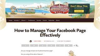 How to Manage Your Facebook Page Effectively : Social Media ...
