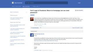 Can't Login to Facebook, Return to homepage, but can reset ...