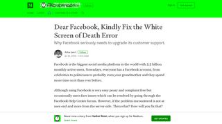 Dear Facebook, Kindly Fix the White Screen of Death Error