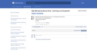 Http 500 Internal Server Error - Can't log in to Facebook? | Facebook ...