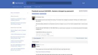 Facebook account HACKED...Hackers changed my password ...