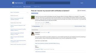 How do I recover my account with verification of photos? | Facebook ...