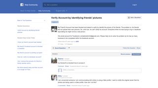 Verify Account by identifying friends' pictures | Facebook Help ...