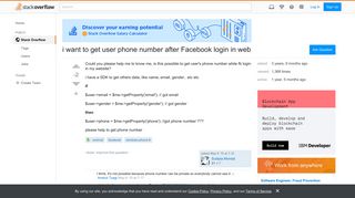 i want to get user phone number after Facebook login in web ...