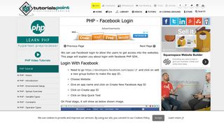 PHP Facebook Login - Tutorialspoint