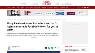 Many Facebook users forced out and can't login ... - India Today