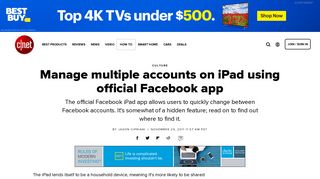 Manage multiple accounts on iPad using official Facebook app - CNET