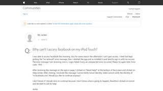 Why can't I access facebook on my iPod To… - Apple Community ...