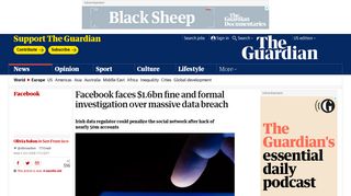 Facebook faces $1.6bn fine and formal investigation over massive ...