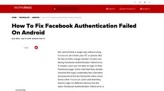How To Fix Facebook Authentication Failed On Android | Technobezz