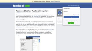 Facebook Chat Now Available Everywhere | Facebook