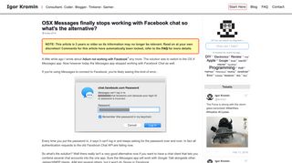 OSX Messages finally stops working with Facebook chat so what's the ...