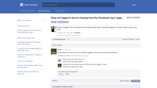 Keep me logged in box is missing from the Facebook log in page ...