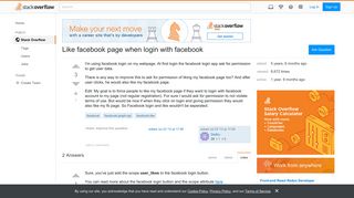 Like facebook page when login with facebook - Stack Overflow