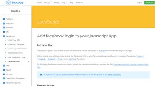 Add facebook login to your javascript App | Back4App