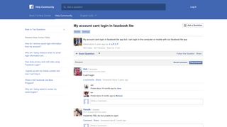 My account cant login in facebook lite | Facebook Help Community ...
