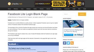 Facebook Lite Login Blank Page - gHacks Tech News