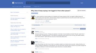 Why does it keep saying I am logged in from other places? | Facebook ...
