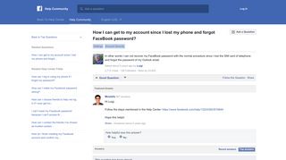 How I can get to my account since I lost my phone and ... - Facebook