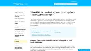 What if I lost the device I used to set up Two-Factor Authentication ...