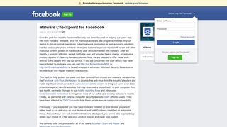 Malware Checkpoint for Facebook | Facebook